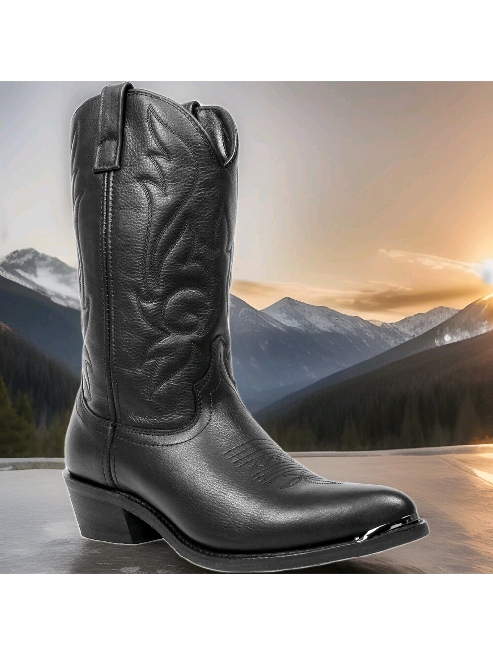 Masterson Cowboy Boot Co RB885 Mens 10.5 D Black Silver Tips J Toe Western Dress